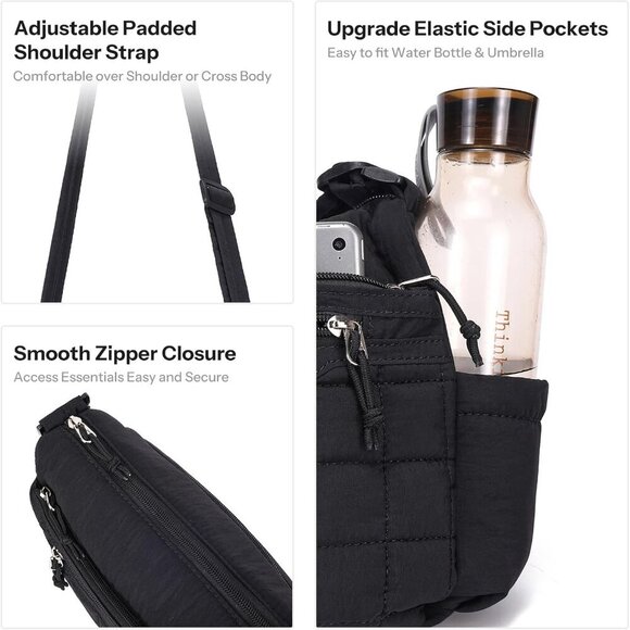 Trendy Colorblock Medium Purse - Essential Lightweight Quilted Crossbody Bag - Picture 5 of 9